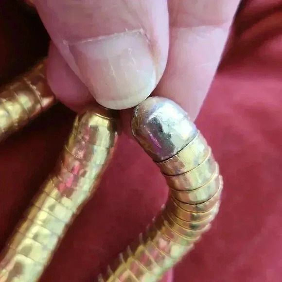 Vintage Tribal Stacked Cupped Snake Coil Necklace Goldtone - Picture 14 of 16